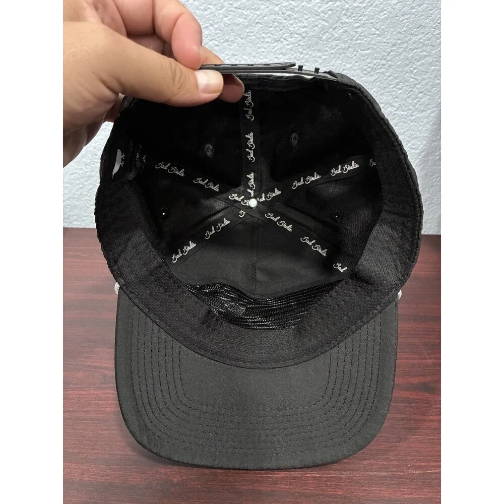 Bad Birdie Hat Cap Baseball Black Mens Golf Rope Script Logo Oak Lane